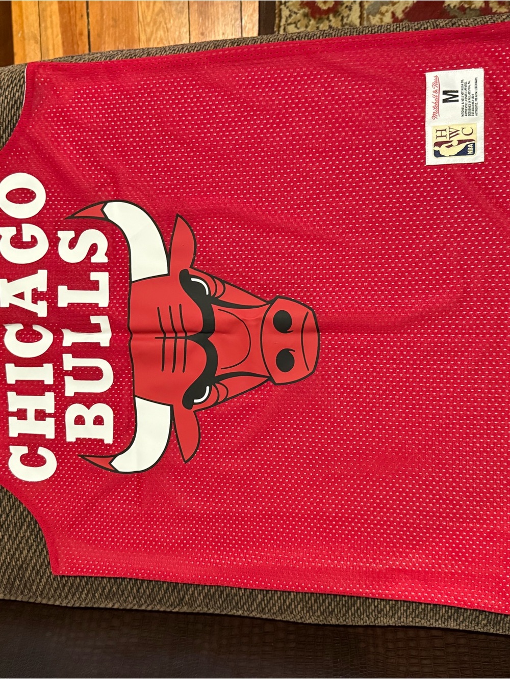 Mitchell & Ness Chicago Bulls Red Mesh Jersey with Team Logo